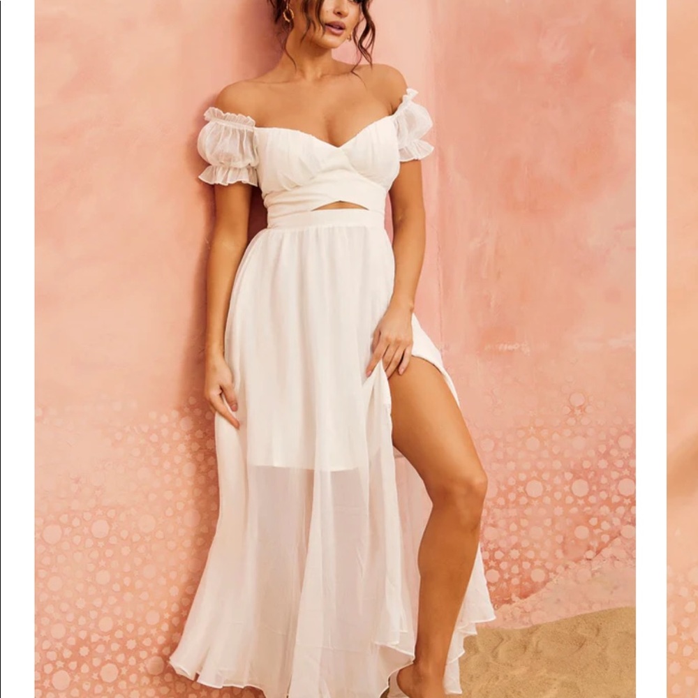 Sage and Paige White Off- Shoulder Maxi